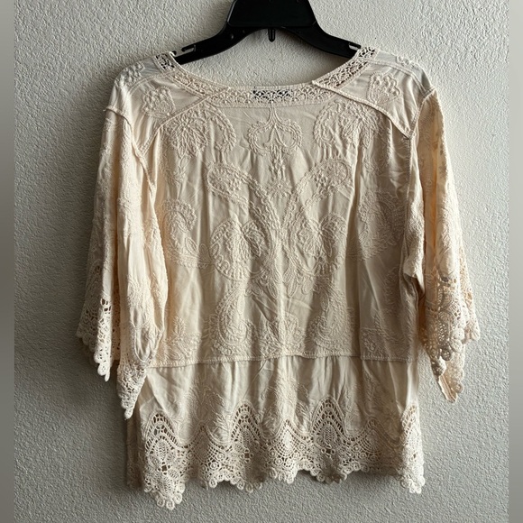 Democracy Women's Crochet Cotton Peplum Top S - Picture 4 of 11